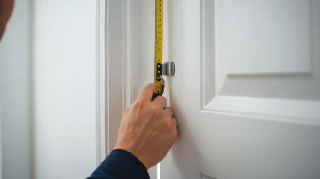 a person measuring door gap
